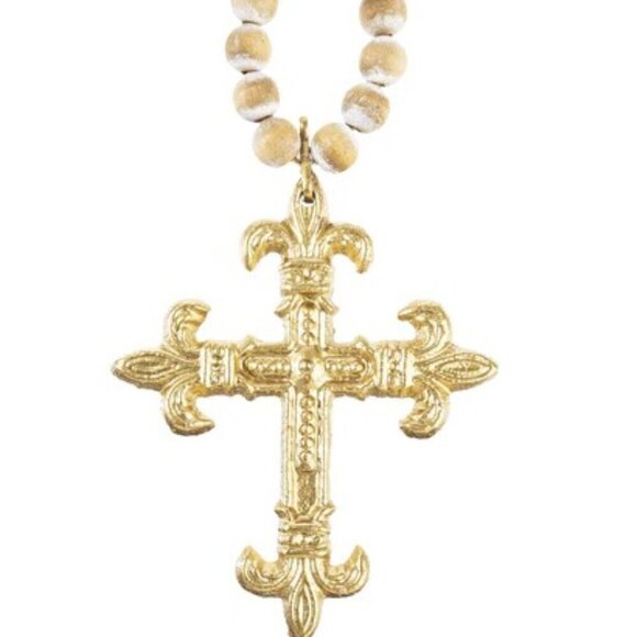 IRON CROSS GOLD BEADED DECOR HOME - Picture 2 of 9